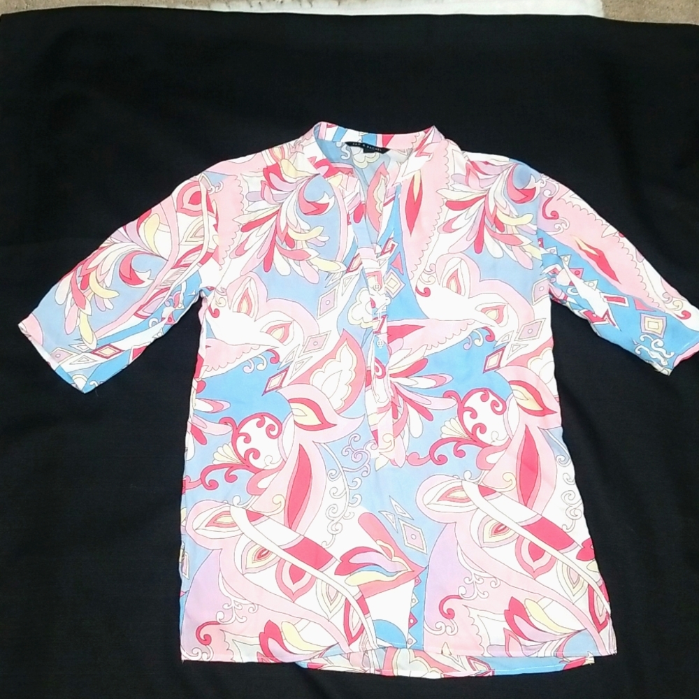 Zac & Rachel Abstract Print Tunic Top, Elbow sleeves.  S - Picture 5 of 12